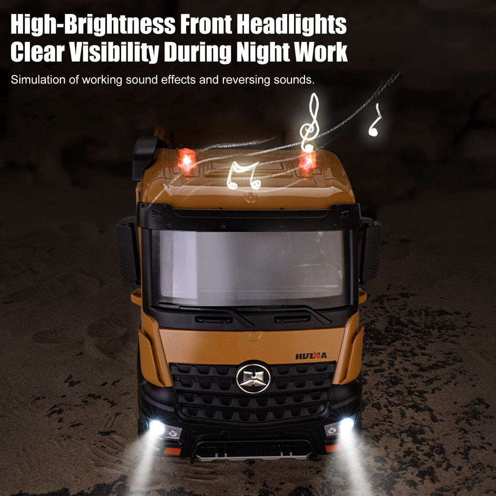 HUINA 1536 - 1:14 Large Dump Truck Alloy Remote Control Engineering Eight Wheel Heavy-Duty Dump Truck