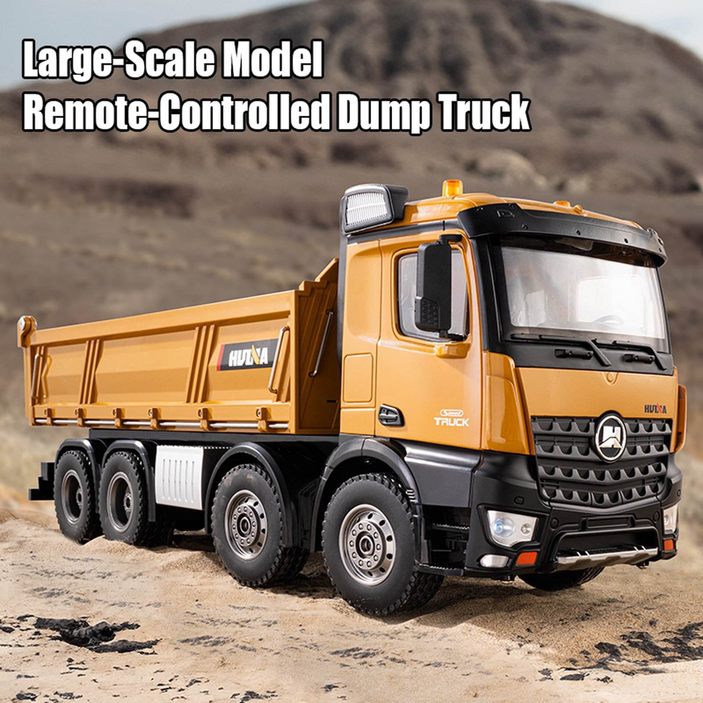 HUINA 1536 - 1:14 Large Dump Truck Alloy Remote Control Engineering Eight Wheel Heavy-Duty Dump Truck