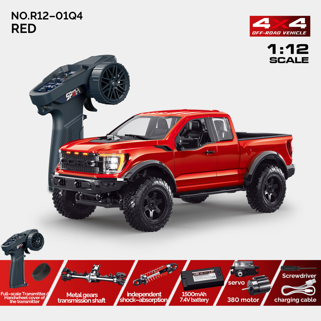 Hstar F150- 1:12 Scale Raptor 4WD RC Off-Road Truck with 2.4GHz Remote Control, Rechargeable Battery, Ready-to-Run All Terrain Remote Control Pickup Truck for Kids & Adults