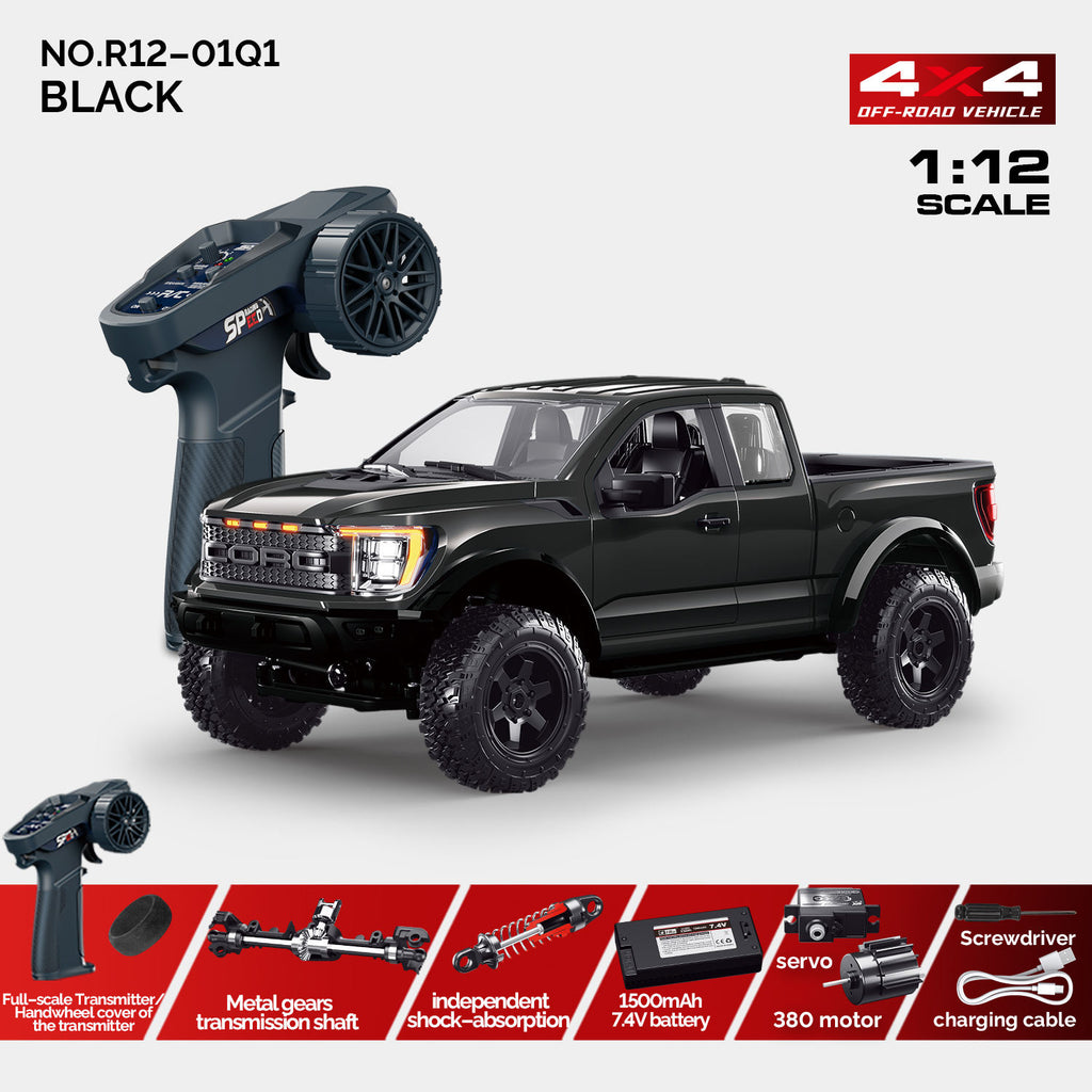 Hstar F150- 1:12 Scale Raptor 4WD RC Off-Road Truck with 2.4GHz Remote Control, Rechargeable Battery, Ready-to-Run All Terrain Remote Control Pickup Truck for Kids & Adults