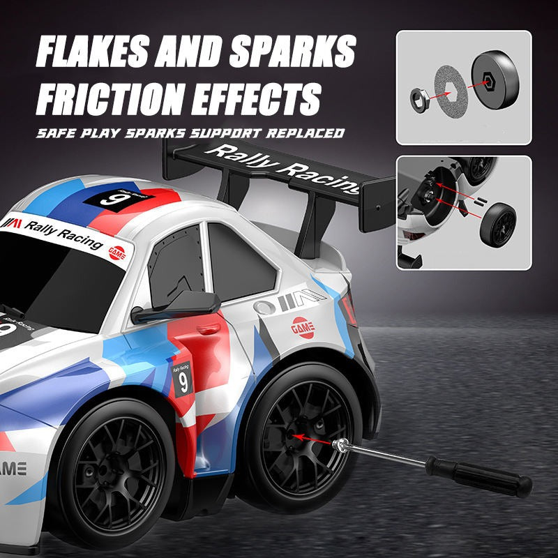 SM4 BMW M4 - Short Axis Spark Drift RC Car 2.4GHz Remote Control Racing Car with LED Lights, Spark Effect, Drift Tires, Rechargeable High Speed RC Car for Kids