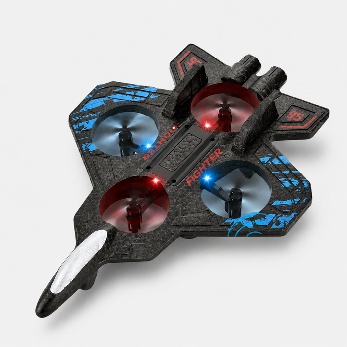 E35 Stealth Fighter Jet with 2.4GHz Remote Control, LED Lights, 360° Stunt Flight & 4-Axis Gyro Stabilization