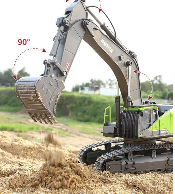 Huina 1593 - 1:14 RC Excavator | 2.4GHz 22CH Semi-Alloy Full Function Construction Digger with Realistic Lights & Sound