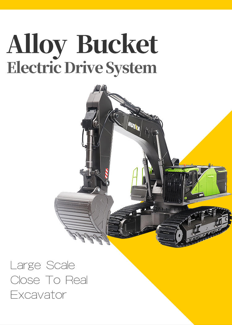 Huina 1593 - 1:14 RC Excavator | 2.4GHz 22CH Semi-Alloy Full Function Construction Digger with Realistic Lights & Sound