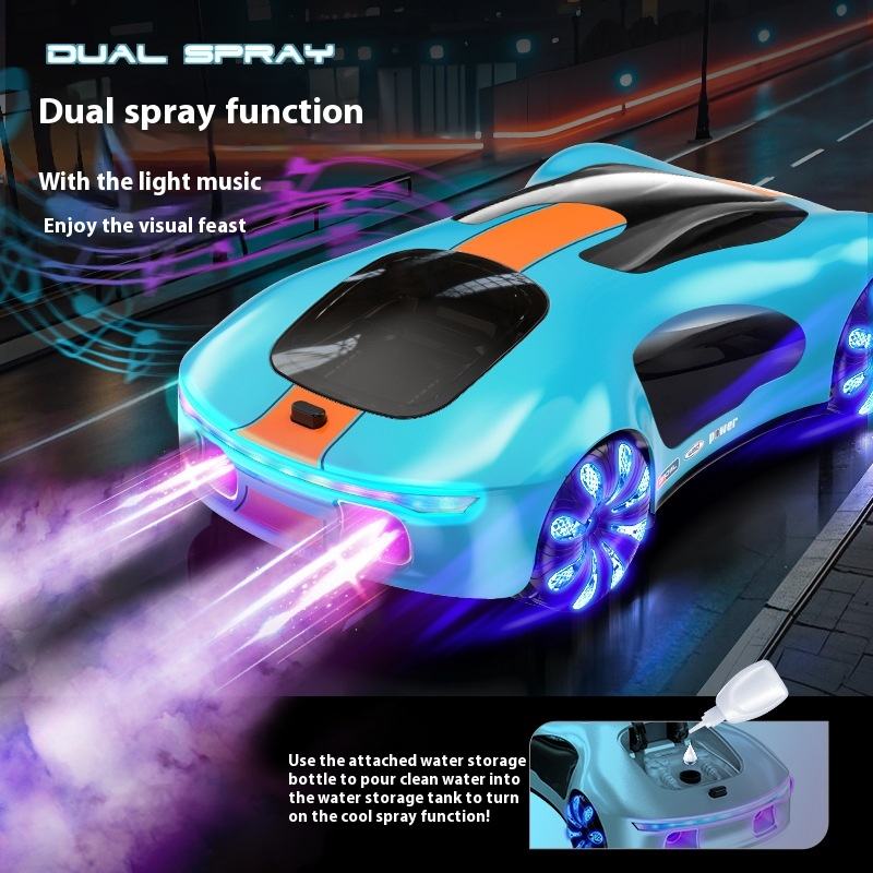 CV-E600 - Dual Spray Simulation Remote Control Concept RC Car with LED Lights 360° Stunt Drift Racing Toy for Kids
