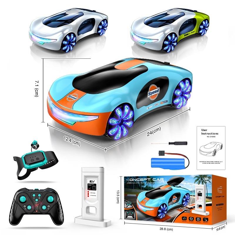 CV-E600 - Dual Spray Simulation Remote Control Concept RC Car with LED Lights 360° Stunt Drift Racing Toy for Kids