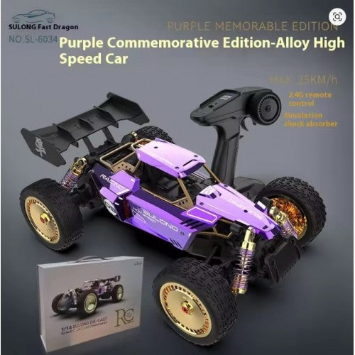 SULONG SL-6034 - 1:14 Scale Die-Cast Alloy RC Off-Road Buggy – 2.4GHz High-Speed Remote Control Car with Metal Body, Independent Suspension & Racing Design (Purple)