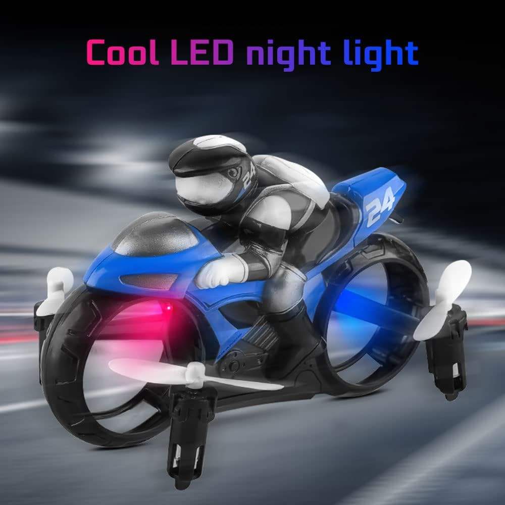 AF903 2-in-1 RC Flying Motorcycle Toy | 2.4GHz Land & Air Quadcopter with 360° Flips, LED Lights & Rechargeable Battery
