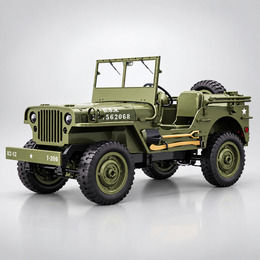 JJRC C8815 - 1:10 Scale Willys Military Jeep RC Car, 4WD Off-Road Rock Crawler, 2.4GHz Full Proportional Remote Control, LED Lights, WWII Army Vehicle Model, Rechargeable Battery