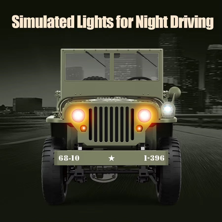 JJRC C8815 - 1:10 RC Willys Military Jeep Rock Crawler | 2.4GHz 4WD Full Proportional Off-Road Climbing Truck with LED Lights