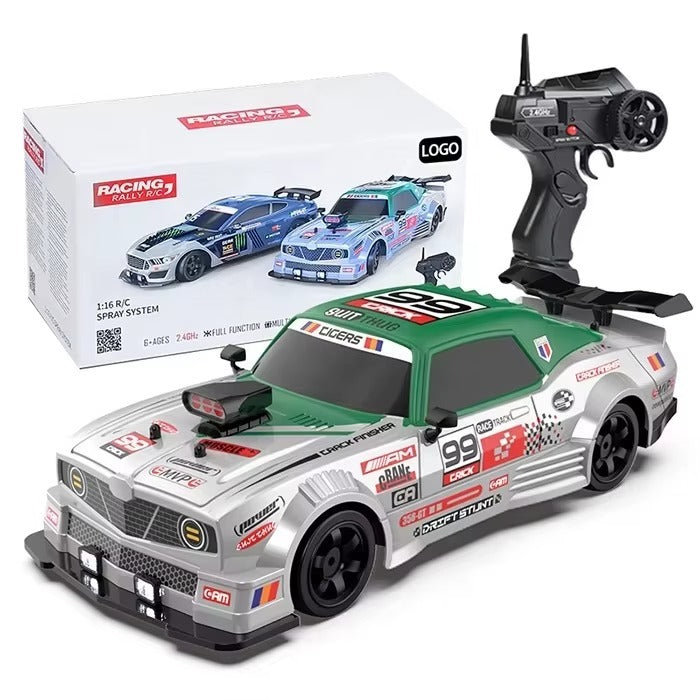 SC16A08-01  - 1:16 Scale 2.4GHz 4WD RC Racing Rally Drift Car with Spray Mist LED Lights High Speed Remote Control Stunt Car for Kids