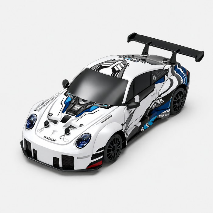 1:24 Scale 2.4GHz 4WD RC Drift Racing Car with LED Headlights PVC Body Spring Suspension High Speed Stunt Drift Remote Control Car for Kids