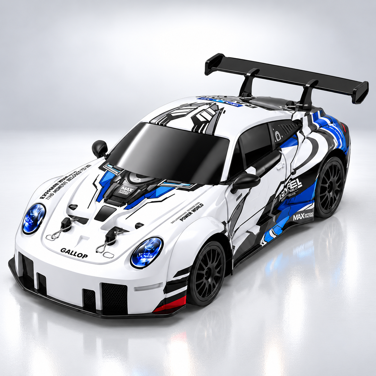 1:24 Scale 2.4GHz 4WD RC Drift Racing Car with LED Headlights PVC Body Spring Suspension High Speed Stunt Drift Remote Control Car for Kids