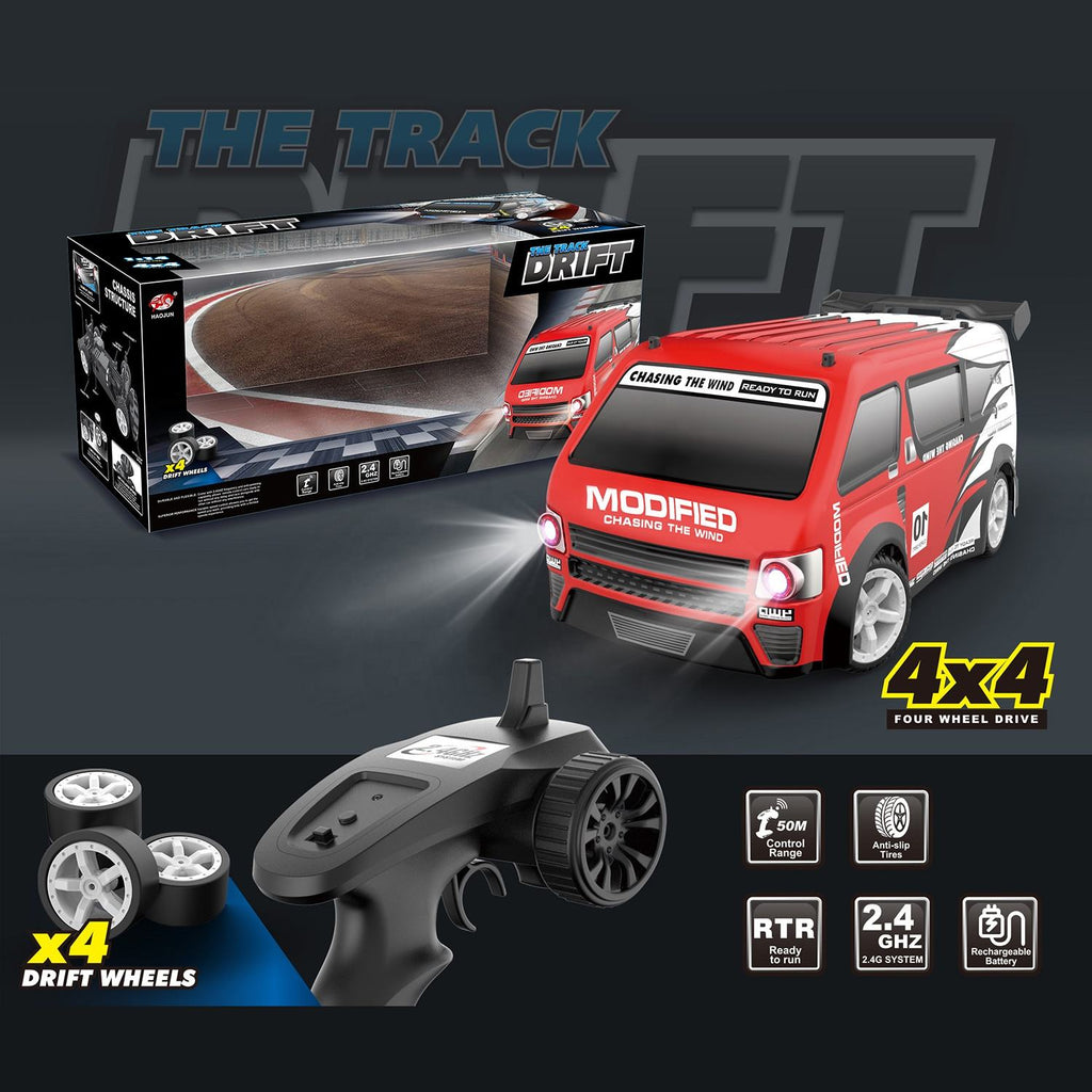 HAOJUN 828E - 1:14 Scale 4WD RC Drift Racing Van for Kids & Adults | 2.4GHz Remote Control Car with Drift Wheels, Rechargeable Battery, High-Speed Performance & Long-Range Control | Age 6+