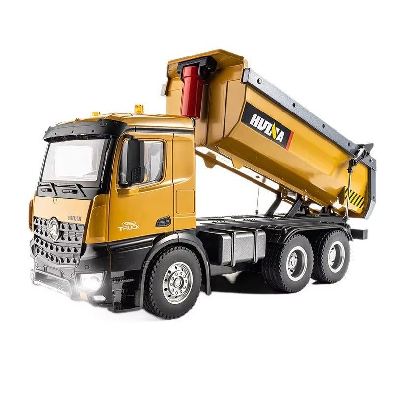 Huina 1573 - 1:14 RC Dump Truck - 2.4GHz Full Function Heavy Duty Construction Tipper with Realistic Dump Bed & LED Lights