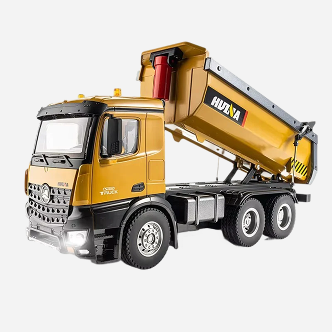 Huina 1573 - 1:14 RC Dump Truck - 2.4GHz Full Function Heavy Duty Construction Tipper with Realistic Dump Bed & LED Lights