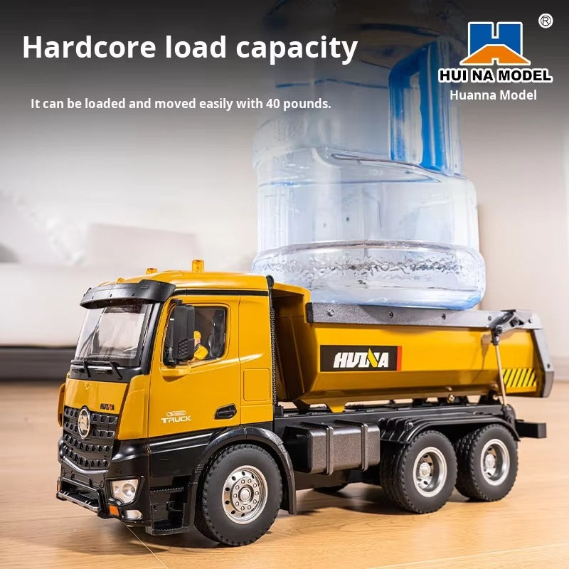 Huina 1573 - 1:14 RC Dump Truck - 2.4GHz Full Function Heavy Duty Construction Tipper with Realistic Dump Bed & LED Lights