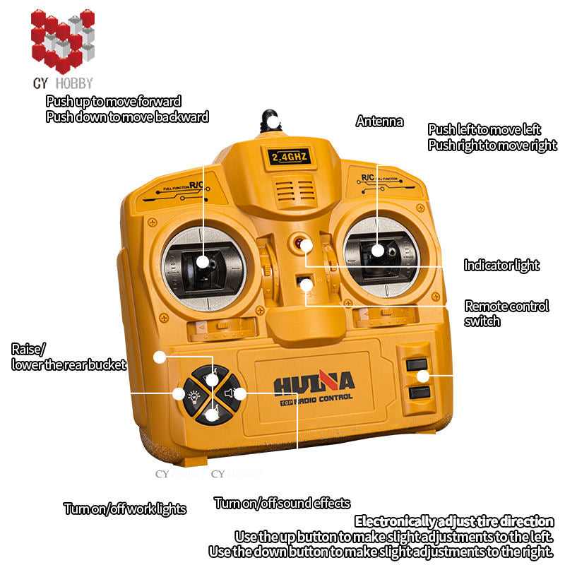 Huina 1573 - 1:14 RC Dump Truck - 2.4GHz Full Function Heavy Duty Construction Tipper with Realistic Dump Bed & LED Lights