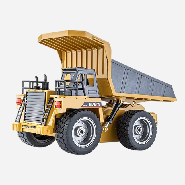 Huina 1533 - 1:18 RC Dump Truck 2.4GHz 9CH Alloy Tipping Construction Vehicle with Full Function Remote Control & LED Lights