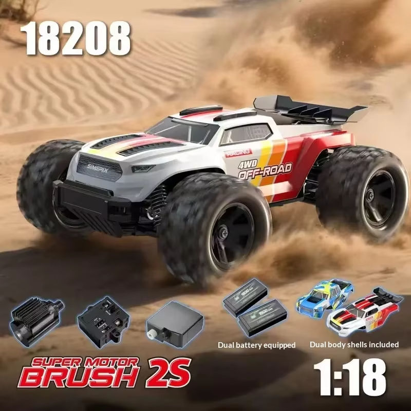 MJX Hyper Go 18208 - 1:18 Scale 4WD RC Off-Road Monster Truck with 2.4GHz Remote Control, 30KM/H High-Speed Racing Car, 380 Brushed Motor, 7.4V Rechargeable Battery, Ready-to-Run for Kids & Adults
