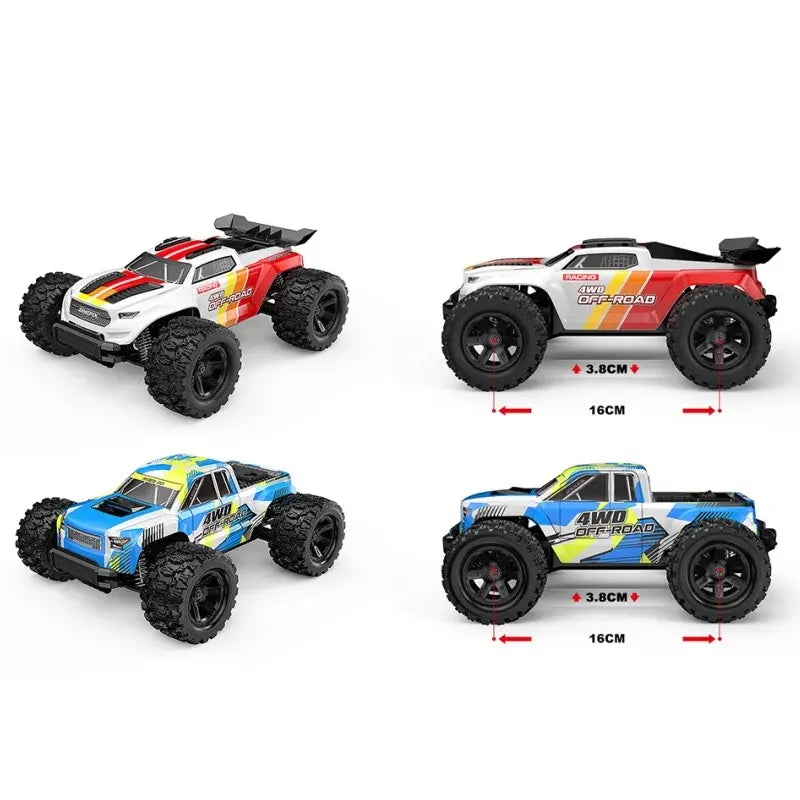 MJX Hyper Go 18208 - 1:18 Scale 4WD RC Off-Road Monster Truck with 2.4GHz Remote Control, 30KM/H High-Speed Racing Car, 380 Brushed Motor, 7.4V Rechargeable Battery, Ready-to-Run for Kids & Adults