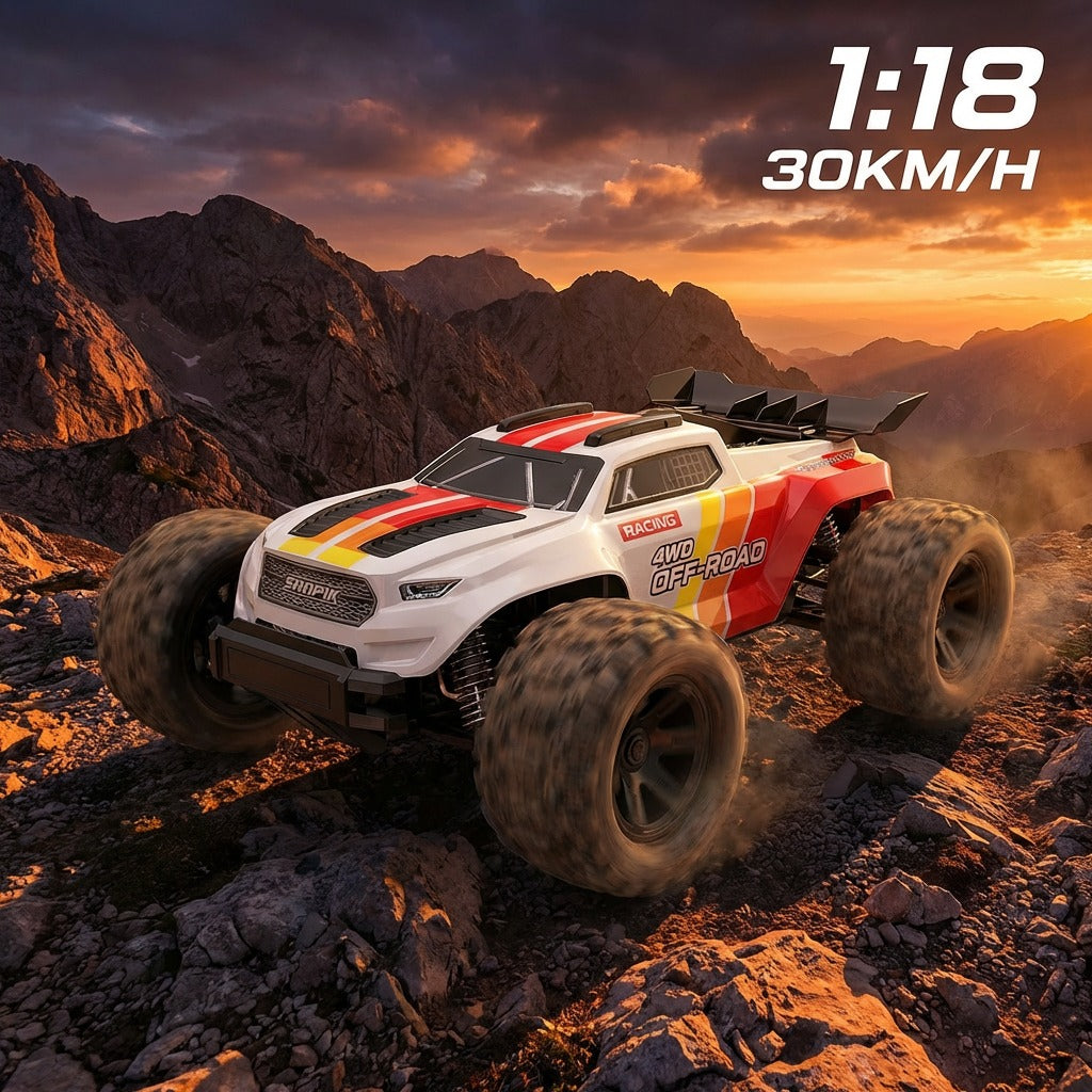 MJX Hyper Go 18208 - 1:18 Scale 4WD RC Off-Road Monster Truck with 2.4GHz Remote Control, 30KM/H High-Speed Racing Car, 380 Brushed Motor, 7.4V Rechargeable Battery, Ready-to-Run for Kids & Adults