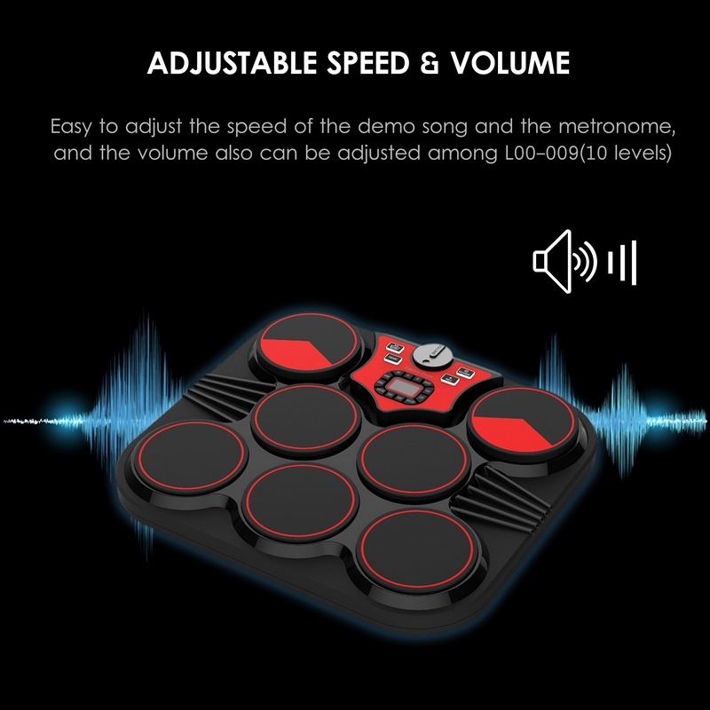 R7113 - Tabletop Electronic Drum Set for Kids & Beginners | 7-Pad Digital Drum Kit with LED Display, Built-in Controls, Drum Sticks & Portable Desktop Design