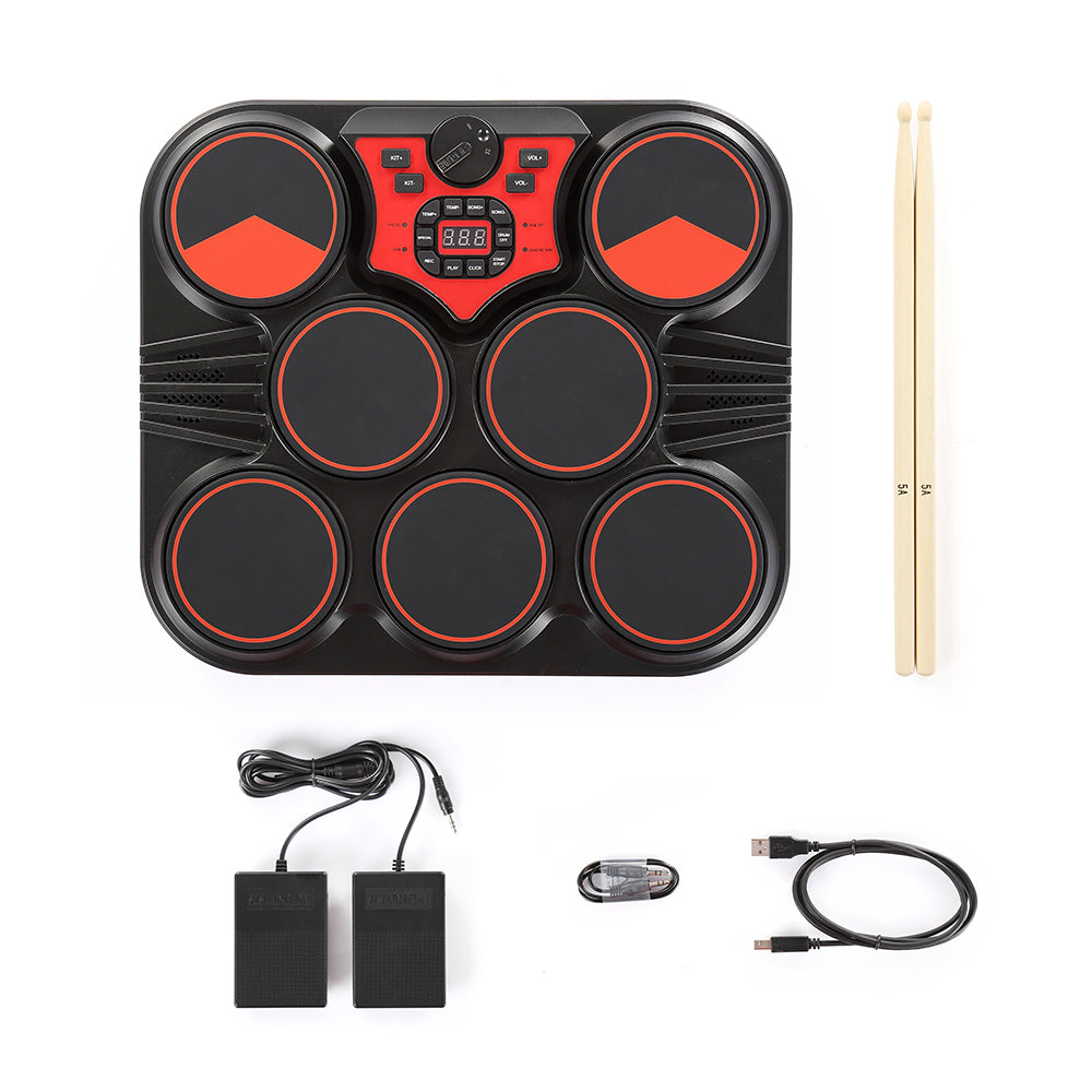 R7113 - Tabletop Electronic Drum Set for Kids & Beginners | 7-Pad Digital Drum Kit with LED Display, Built-in Controls, Drum Sticks & Portable Desktop Design