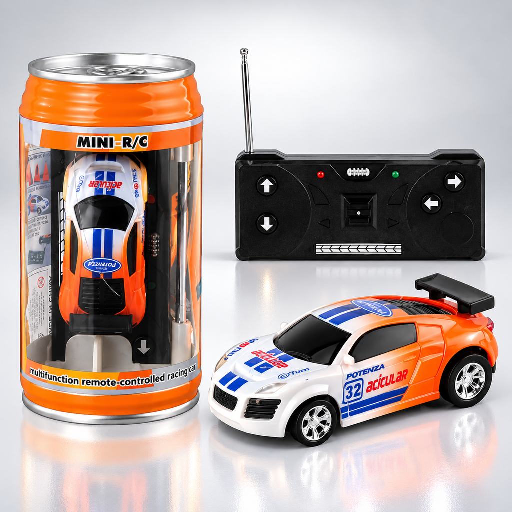 1:58 Mini RC Racing Car in Can | 2.4GHz Pocket Remote Control Car with Portable Soda Can Storage & High-Speed Fun