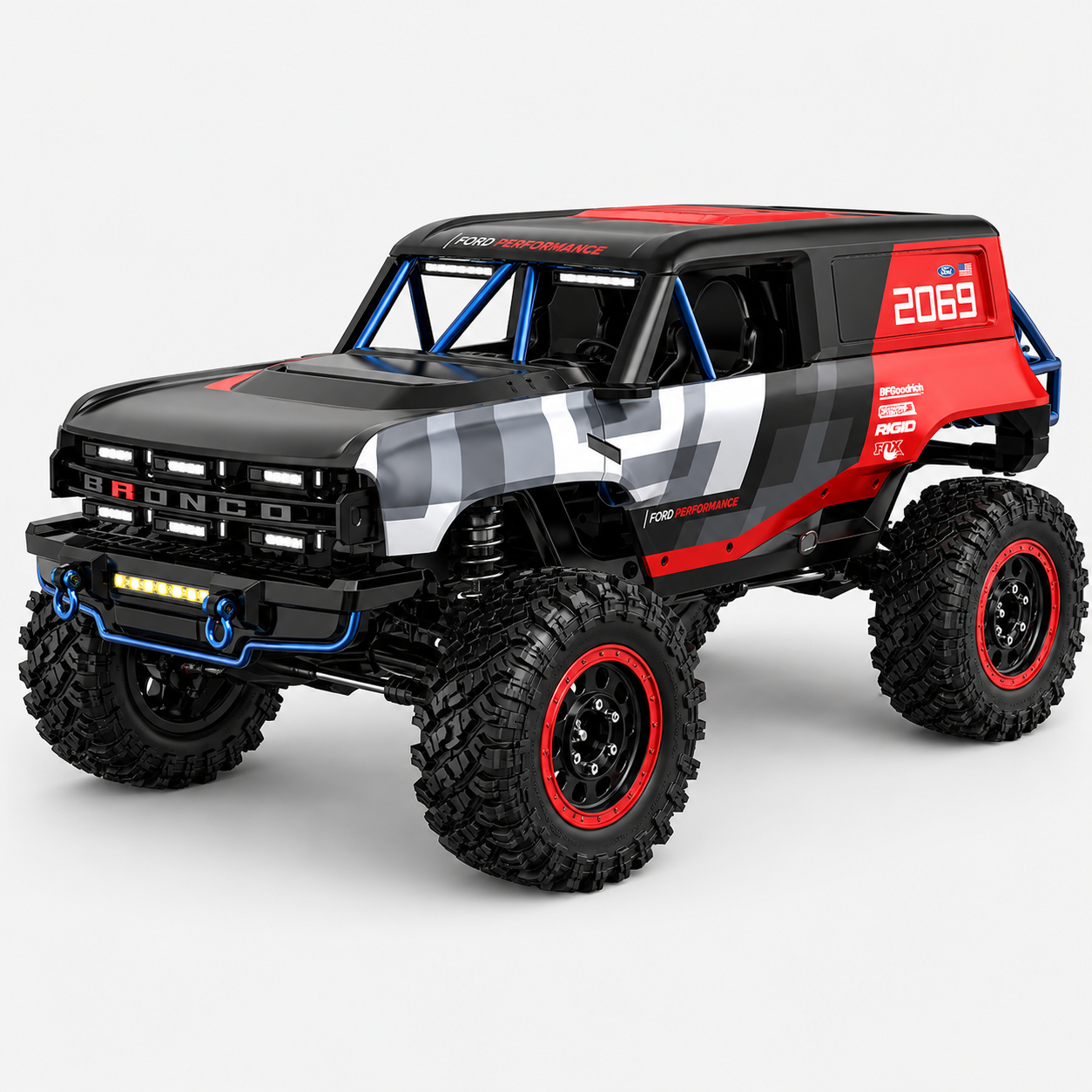 MJX Hyper Go H8P - 1:8 Ford Bronco R Baja 1000 Official Licensed RC Rock Crawler | Brushless FOC 4WD RTR, 2-Speed Metal Transmission, Aluminum Portal Axles