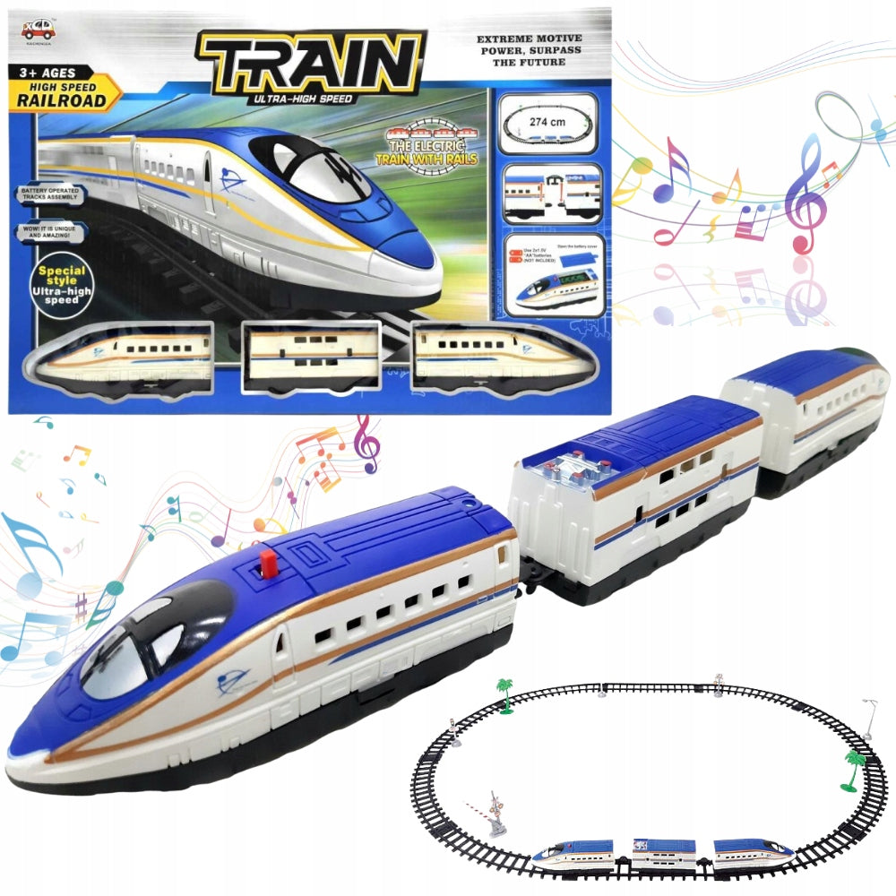 Ultra High-Speed Railroad Train Set for Kids | Battery Operated Electric Bullet Train with 3 Coaches, Railway Tracks & Easy Track Assembly | Age 3+