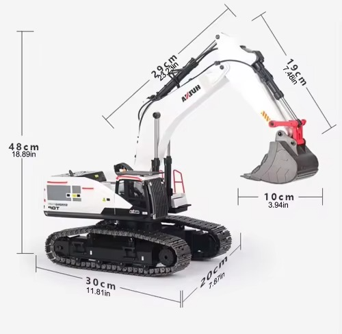 Huina 1594 - 1:14 RC Excavator 22CH Alloy Metal Construction Truck 2.4GHz 360° Remote Control Engineering Digger Toy