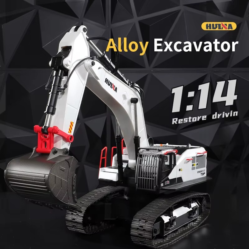 Huina 1594 - 1:14 RC Excavator 22CH Alloy Metal Construction Truck 2.4GHz 360° Remote Control Engineering Digger Toy