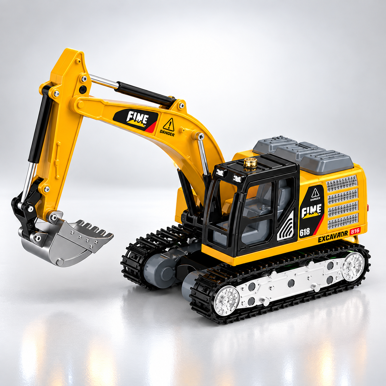TRASPED - 1:64 Scale Mini RC Excavator | 2.4GHz Remote & App Controlled Engineering Vehicle with Alloy Bucket, 270° Rotation, LED Lights, Sound Effects & Rechargeable Battery | Age 6+