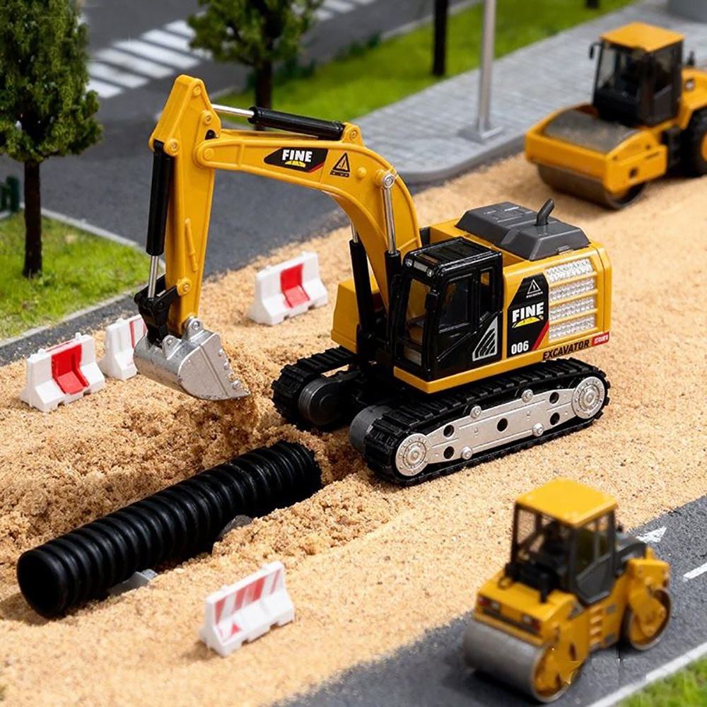 TRASPED - 1:64 Scale Mini RC Excavator | 2.4GHz Remote & App Controlled Engineering Vehicle with Alloy Bucket, 270° Rotation, LED Lights, Sound Effects & Rechargeable Battery | Age 6+