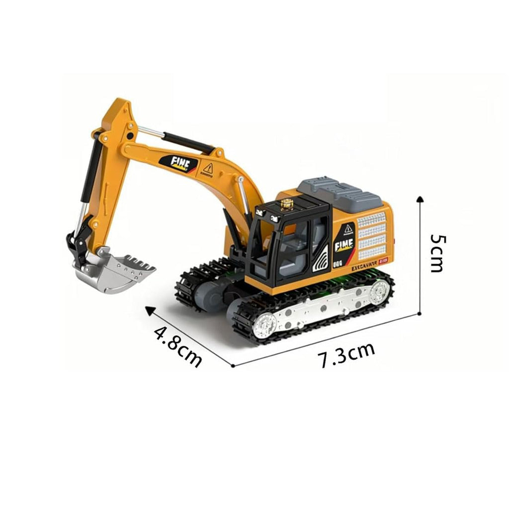 TRASPED - 1:64 Scale Mini RC Excavator | 2.4GHz Remote & App Controlled Engineering Vehicle with Alloy Bucket, 270° Rotation, LED Lights, Sound Effects & Rechargeable Battery | Age 6+