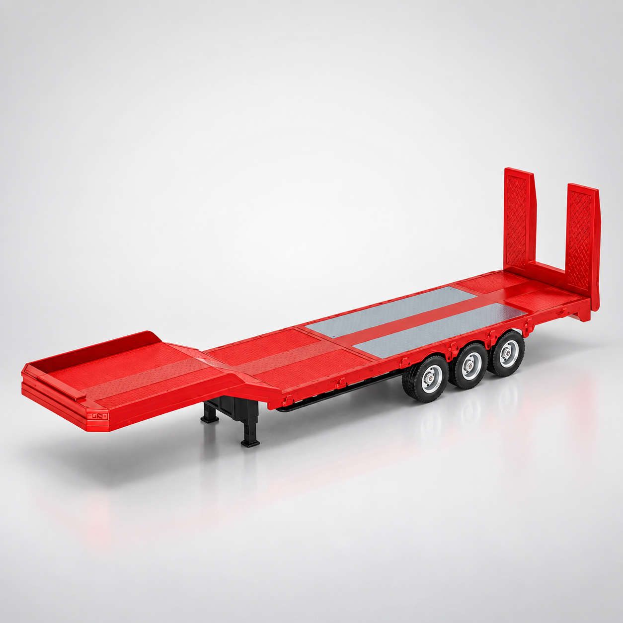 Huina 1502 Official - 1:18 Scale RC Flatbed Semi Trailer for Huina 1501 Scania 770S, 3-Axle Heavy Haul Trailer with Electric Landing Legs, Powered Tailboard & Rechargeable RTR Design