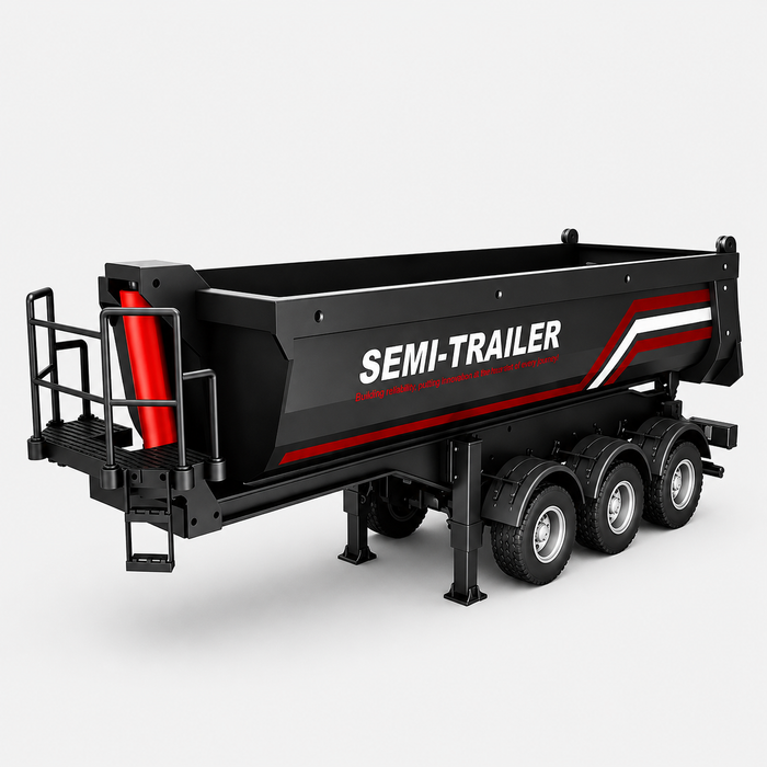 Huina 1509 - 1:18 Scale Official RC Electric Dump Semi Trailer for Huina 1501 Scania 770S, Alloy Construction, 2.4GHz Compatible, Electric Lifting Dump Bed, Rechargeable RTR Heavy Haul Trailer