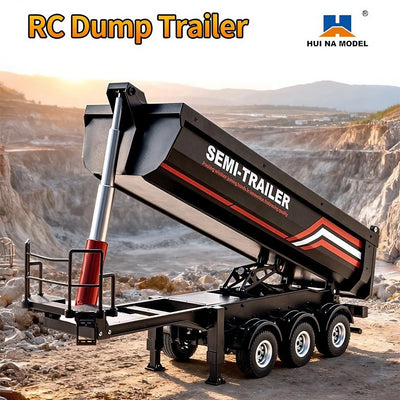 Huina 1509 - 1:18 Scale Official RC Electric Dump Semi Trailer for Huina 1501 Scania 770S, Alloy Construction, 2.4GHz Compatible, Electric Lifting Dump Bed, Rechargeable RTR Heavy Haul Trailer - alternate view