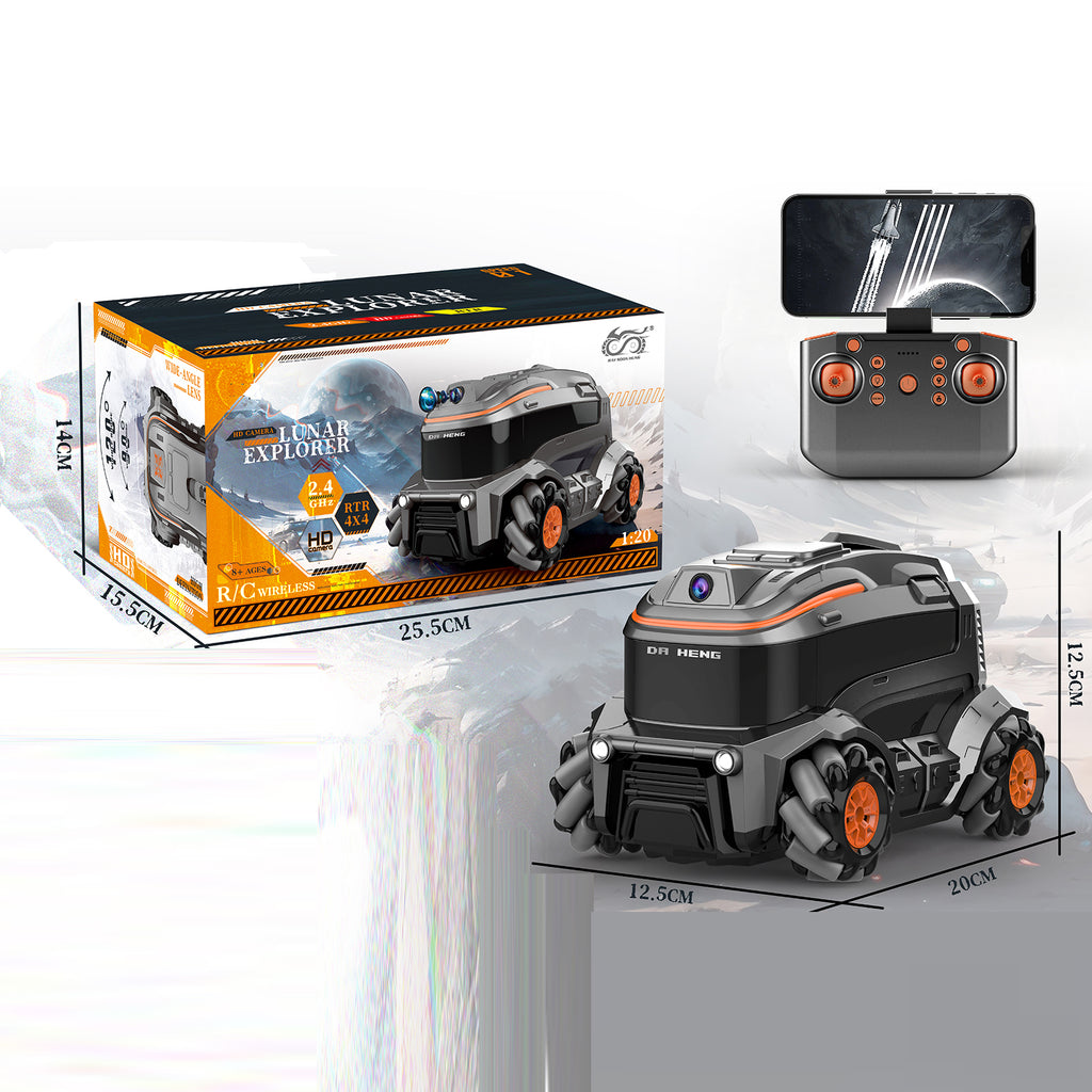 DA HENG Lunar Explorer DH 390 - 1:20 Scale RC Camera Car with 2.4GHz Remote Control, 4WD Off-Road Explorer Truck, HD Camera, Rechargeable RTR Vehicle for Kids 8+ Years