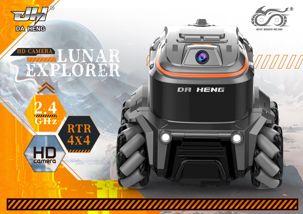 DA HENG Lunar Explorer DH 390 - 1:20 Scale RC Camera Car with 2.4GHz Remote Control, 4WD Off-Road Explorer Truck, HD Camera, Rechargeable RTR Vehicle for Kids 8+ Years