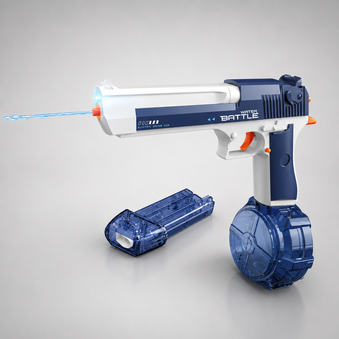 Electric Water Gun 434CC High-Capacity Rechargeable Water Blaster with Drum & Stick Magazines, LED Light, One-Touch Tank Release, Waterproof Design for Kids & Outdoor Fun - CY040