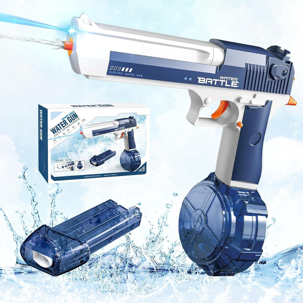 Electric Water Gun 434CC High-Capacity Rechargeable Water Blaster with Drum & Stick Magazines, LED Light, One-Touch Tank Release, Waterproof Design for Kids & Outdoor Fun - CY040