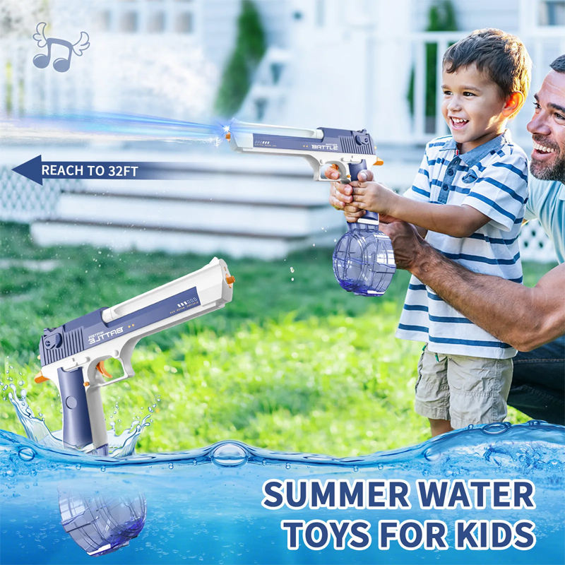 Electric Water Gun 434CC High-Capacity Rechargeable Water Blaster with Drum & Stick Magazines, LED Light, One-Touch Tank Release, Waterproof Design for Kids & Outdoor Fun - CY040