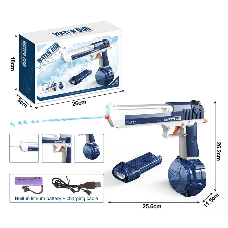 Electric Water Gun 434CC High-Capacity Rechargeable Water Blaster with Drum & Stick Magazines, LED Light, One-Touch Tank Release, Waterproof Design for Kids & Outdoor Fun - CY040