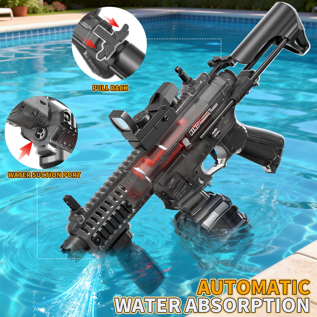 ARPG Electric Water Gun with 600ml Water Tank, 800mAh Rechargeable Battery, Flashing Muzzle & Scope, Automatic Water Blaster Toy with Modular Accessories for Outdoor Water Battles