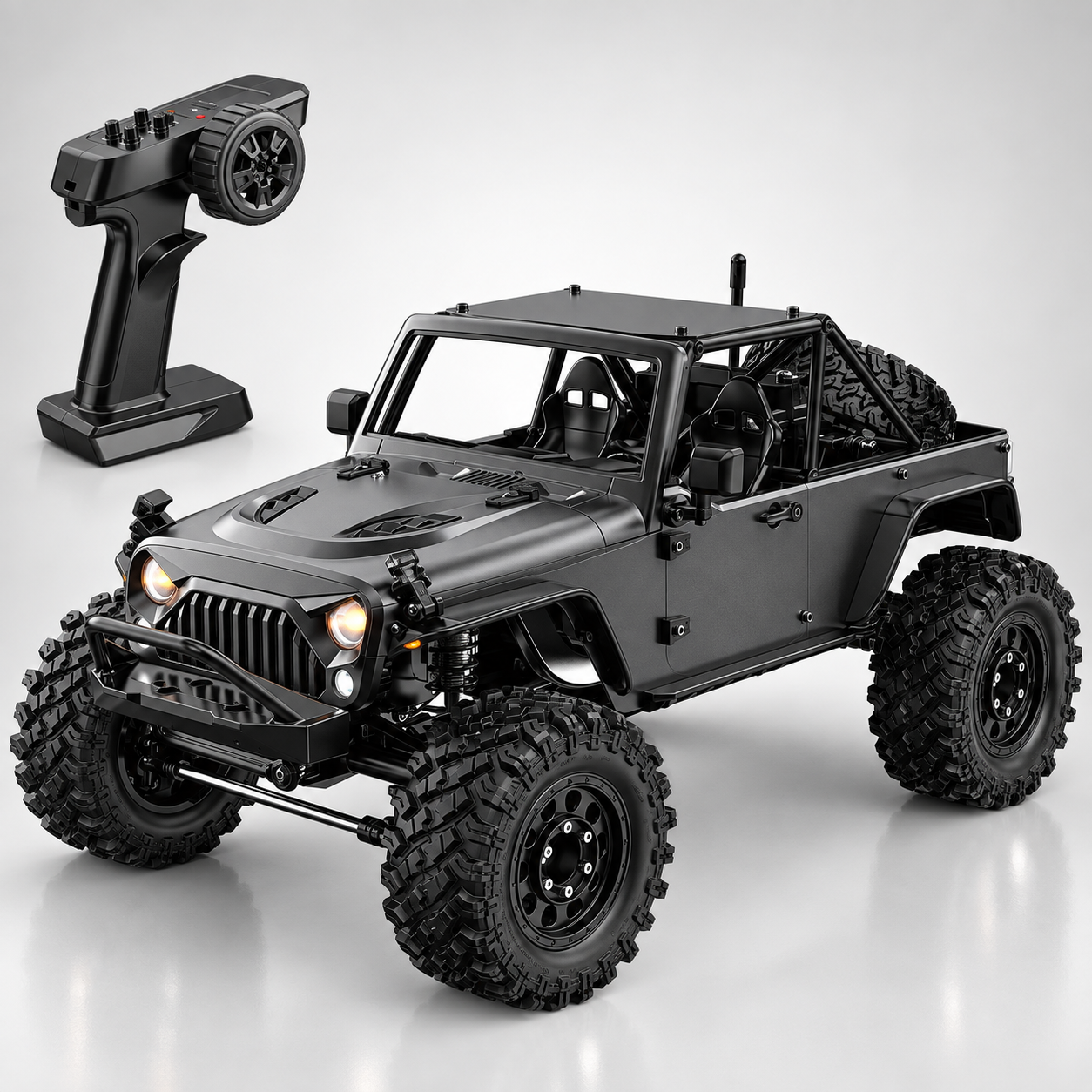 MJX Hyper GO H12Y - 1:12 4WD Brushless RC Crawler, 3650 3500KV Motor, 45A Waterproof ESC, Aluminum Alloy Body Shell, 20KG Metal Gear Servo, Oil-Filled Shocks, 2.4GHz 4CH Radio