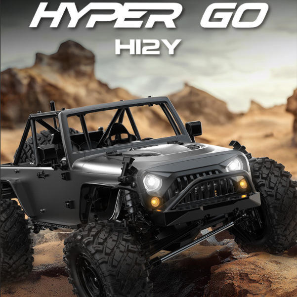 MJX Hyper GO H12Y - 1:12 4WD Brushless RC Crawler, 3650 3500KV Motor, 45A Waterproof ESC, Aluminum Alloy Body Shell, 20KG Metal Gear Servo, Oil-Filled Shocks, 2.4GHz 4CH Radio