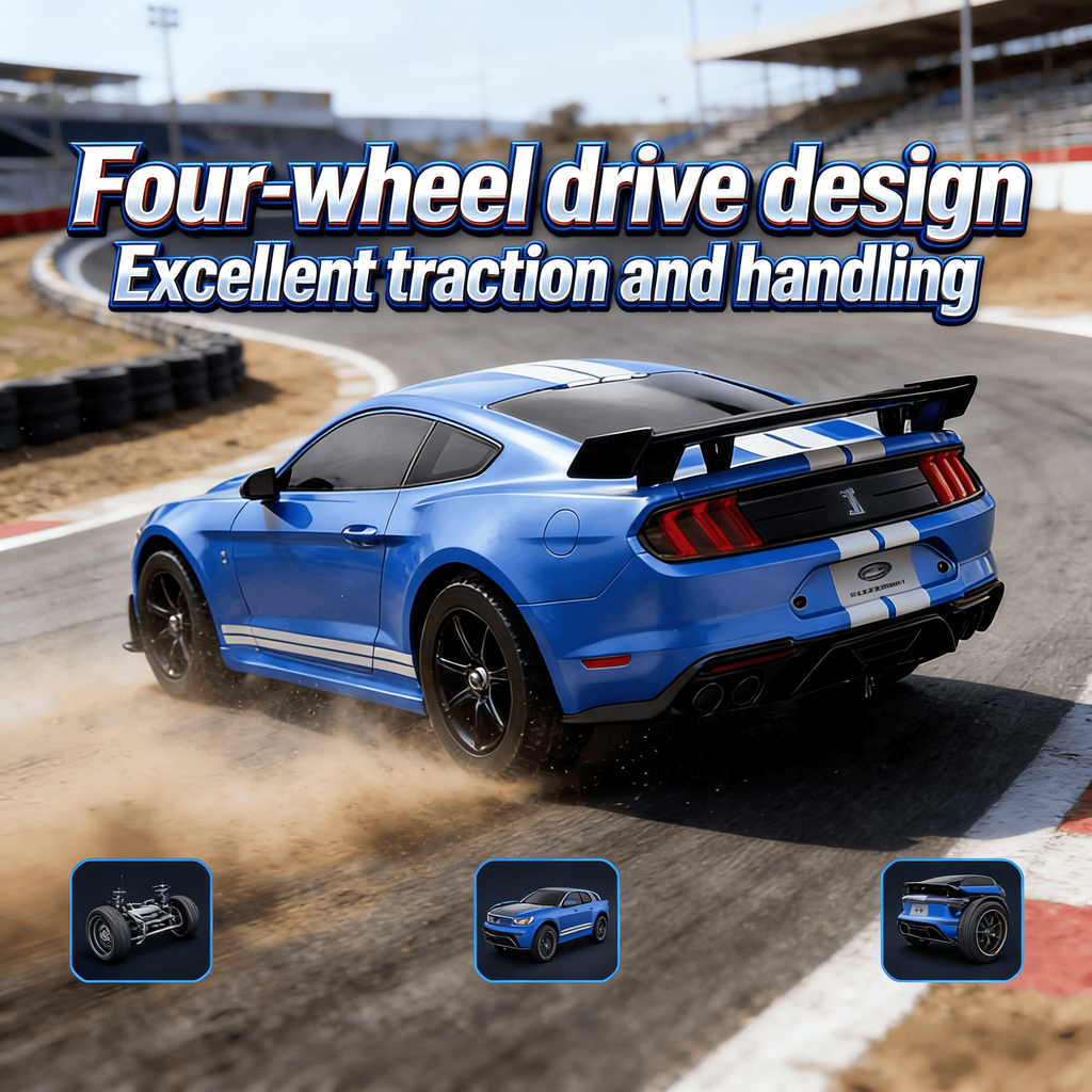 MJX Hyper Go 10306 - 1:10 Ford Mustang Shelby GT500 RC Car, 4WD Sensored Brushless Motor, 2.4GHz Proportional Control, 70km/h High-Speed Drift & Rally Car, 2S Battery Included, Upgradable to 3S