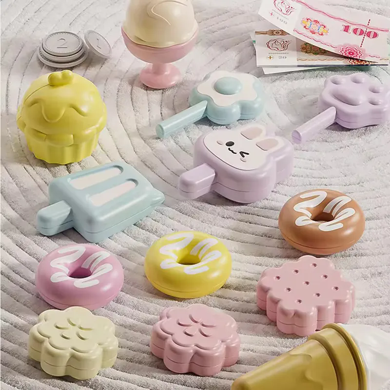 Ice Cream Cart Trolley Toys Children Pretend Play Toys Dessert Trolley Ice Cream Shop Toys for Kids (Pink)